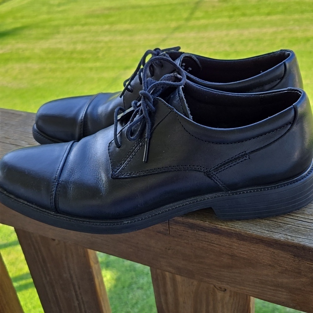 Bostonian Black Leather Oxford Shoes FLEXLITE WITH SHOCK ABSORBING INSOLE 10 MEN - Picture 2 of 10